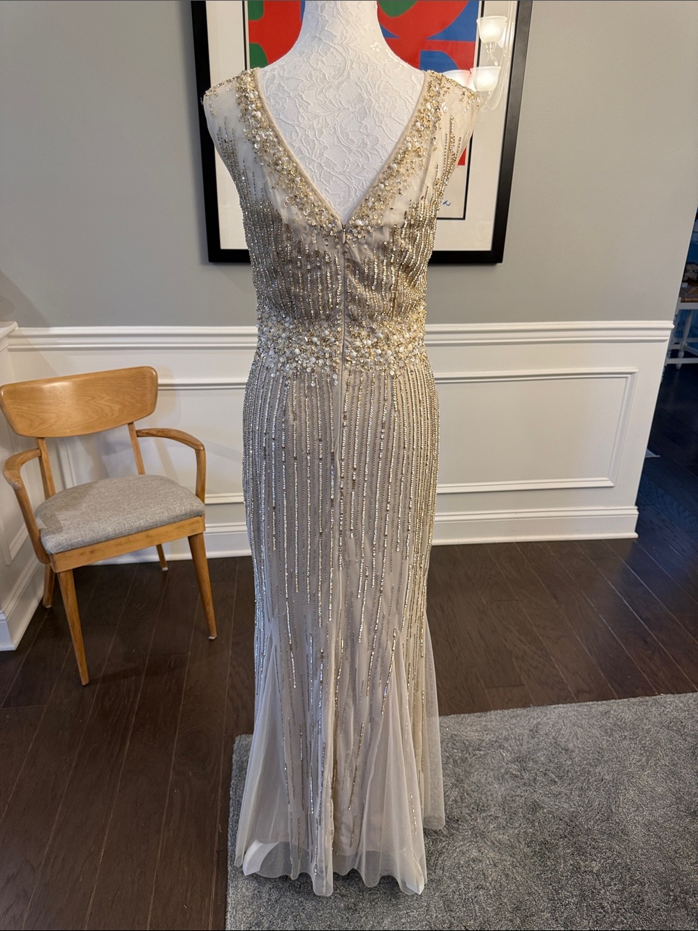 Aidan Mattox Gold Beaded Gown - Picture 9 of 16